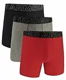 Under Armour Herren Performance Tech Boxerjock, 15,2 cm, Rot meliert, einfarbig, 3er-Pack, Größe XL