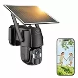 AMOROM 3G/4G LTE Überwachungskamera Aussen Solar mit SIM Karte, 2K Kamera Überwachung Akku Ohne WLAN mit Farb Nachtsicht, Bewegungserkennung, IP66 Wasserdicht