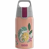 SIGG - Edelstahl Trinkflasche Kinder - Shield One Flora - Für Kohlensäurehaltige Getränke Geeignet - Auslaufsicher - Federleicht - BPA-frei - Rosa - 0,5L