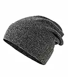 Lallier Unisex-Mütze aus 100% reinem Kashmir, gerippte Mütze mit Bündchen, warm, weich, mit Geschenkbox für Damen und Herren (Kohlengrau)