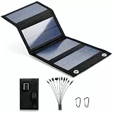 Starvortex 20W Solarpanel Faltbar, IP65 Wasserdicht 5V USB-A Mini tragbares Solarpanel mit 2 Karabinerhaken, SolarLadegerät für Handy, Powerbank & Campinglampen - Ideal für Camping Wandern Notfälle