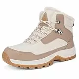 Mishansha Winterschuhe Damen Gefüttert Winterstiefel rutschfest Wanderschuhe Beige Gr.40