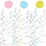 48 Stück Luftschlangen Geburtstag,75cm Luftschlangen Hängende Spiralen Grlande,Wiederverwendbar Wirbelspirale Deckendekoration für Karneval,Weihnachten,Silvester,Neujahr und Geburtstagparty Deko