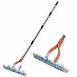 Walensee Vertikutierrechen mit Verstellbarem Stiel, Robuster Rasenrechen aus Stahl zum Entfernen von Moos, Filz, Unkraut & Trockengras, Gartenrechen für Rasenpflege & Lawn Care