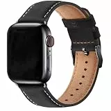 WFEAGL Lederarmband Kompatibel mit Apple Watch Armband 41mm 40mm 38mm 42mm(Series 11 10),Echtes Lederband Ersatzarmband Herren Damen Armband für iWatch Series Ultra SE 11 10 9 8 7 6 5 4 3 2 1,Schwarz
