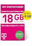 Deutsche Telekom MagentaMobil Prepaid XL SIM-Karte ohne Vertragsbindung,5G inkl.I18 GB & Allnet Flat (Min, SMS) in alle dt.Netze+EU-Roaming ISurfen mit 5G/LTE Max& Hotspot Flat I25 EUR Startguthaben
