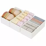 DIMJ Schubladen Ordnungssystem Schubladen Organizer, Faltbare Aufbewahrungsbox Stoff, Schubladeneinsätze für Kleiderschränke, Kleiderschrank Organizer für Hosen, Kleidung, 4er Set, Weiß