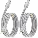 QXQ USB C Kabel 60W Ladekabel 2 Stück PD 3.0 Schnellladekabel Nylon Geflochten Ladekabel USB C auf USB C Kabel für iPhone 17/16/15 Serie, MacBook, iPad, Samsung Galaxy S25 S24 Pixel usw(weiß 1.8M)