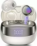 Bluetooth Kopfhörer, 2025 Mini In Ear Kopfhörer Kabellos Bluetooth 5.4 HiFi Immersiv Sound, 47Std Spielzeit Schlafkopfhörer mit Passiver Geräuschmaskierung, LED-Anzeige Ohrhörer für Schlaf Weiß