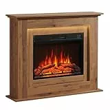 Elektrokamin BALDERIA Finn - Elektrischer Standkamin, 3D-Flammeneffekt, LED-Ambientebeleuchtung, Heizung 2000W, Timer, Thermostat, Startsteuerung, Offene-Fenster-Erk., Fernbedienung - Dunkle Eiche