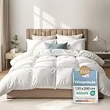 Beautissu Winterdecke Federbettdecke 135x200 cm mit 100% Daunen & Federn – Made in Germany – Oeko-Tex, Downpass & Nomite Zertifiziert – 100 % Baumwollbezug Daunendecke 135x200 Waschbar – WF