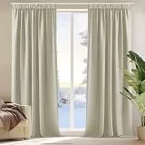 Deconovo Verdunkelungsvorhang Kräuselband Gardinen Schlafzimmer Thermovorhang Kälteschutz, 245x140cm(HöhexBreite), Creme, 2er Set