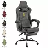 SUKIDA Gaming Stuhl Computerstuhl Ergonomischer Gaming Chair mit Fußstütze Bürostuhl Ergonomischer Computerstuhl mit Lendenwirbelstütze Grey