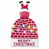 Belovecol Weihnachtsmütze LED Mütze Strickmützen Party Beleuchtung Bobble Herren Lustige Warme Neuheit Unisex Weihnachtsmütze Rot