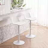 YOUNIKE Barhocker 2er Set Weiß, Höhenverstellbarer Dreh-Barstuhl mit Rückenlehne, Hohe Barstühle als Küchenstuhl Tresenstuhl, Praktische Barhocker für Bartheke Küche Essbereich