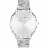 Calvin Klein Analog Quarzuhr für Damen Kollektion Timeless MESH 38MM mit Silbernes Edelstahl-Mesh-Gliederarmband - 25200001