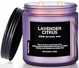 M&SENSE Duftkerzen Lavendel Zitrus mit 2 Dochte, 330g 70 std. Brenndauer Sojakerzen, Aromatherapie Kerze zur Entspannung Duftkerzegeschenk für Mama, Freunde, große Glaskerze für Spa, Bad, Yoga
