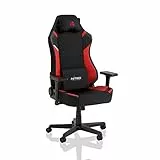 NITRO CONCEPTS X1000 Gaming Stuhl Bürostuhl Ergonomisch Schreibtischstuhl Drehstuhl mit Rollen Gaming Sessel Gaming Chair Pc Stoffbezug Belastbarkeit 135 Kilogramm - Schwarz/Rot