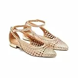 GIOSEPPO Dell Damen Ballerinas mit feiner Spitze, Blau, Gold, 39 EU