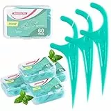 Zahnseide 300 Stk. Zahnseide Sticks Minze Zahnseide Zahnstocher mit Geschmack Mint Kunststoff Dental Floss Sticks Zahnpflege Dental Sticks Zahnreinigung Zwischenräume Zahnseidensticks - 5x60er