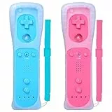 SWCTIM Wii Controller 2 Pack,Wii U Controller mit Silikonhülle und Handgelenkriemen,Nicht Motion Plus,Rosa Blau