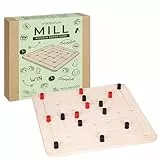 MILLIWOOD Mill Spiel - Brettspiel - für 2 Personen - Spiele ab 6 Jahren - Gesellschaftsspiele - Strategiespiel - Spiele für Erwachsene und Kinder, Familienspiele - aus Holz