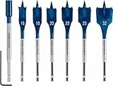Bosch 7x EXPERT Self Cut Speed Flachfräsbohrer-Sets (für Weichholz, Spanplatte, Ø 16-32 mm, Professional Zubehör Bohrmaschine/Schrauber)