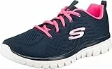 Skechers Damen Graceful Get Connected Sneaker,Navy Mesh Hot Pink Trim, 39 EU