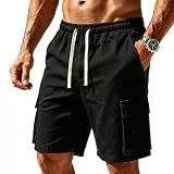 Guhmomh Jeans Shorts Herren Baggy Jeanshose Kurze Hosen Cargo Kurz Sommerjeans Jorts Cargohose Y2K Freizeithose Denim Jeansshorts Sommer Streetwear Herrenjeans Männer Stretch Cargoshorts Schwarz XXL