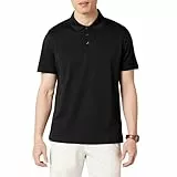 Amazon Essentials Herren Golf-Poloshirt, Kurzärmelig, Schmal Geschnitten, Schnell Trocknend, Schwarz, L