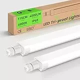 ALUSSO 2 Stück LED Feuchtraumleuchte 115CM, 36W 4000LM Kellerlampe, Neutralweiß 4000K LED Röhre, IP65 Wasserfest Werkstattlampe für Garage, Keller, Werkstatt, Feuchtraum, Bad, Büro, Warenhaus