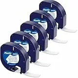 MarkField Kompatibel mit Dymo Letratag Etikettenband 12mm x 4m, Kompatibel mit Dymo Etikettenband Kunststoff White Schriftband für LT-100H LT-100T 200B XR XM, Schwarz auf Weiß