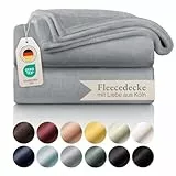Blumtal Kuscheldecke flauschig - OEKO-TEX zertifizierte Fleecedecke 150x200 cm - weiche Wohndecke 150x200 cm - Decke Couch als Wohn- & Kuscheldecke - Flauschdecke - Wohndecke Kuscheldecke 150x200 Grau