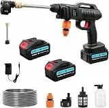 Viugreum Akku Hochdruckreiniger, 100Bar Hochdruckpistole Wasserpistole, Tragbarer Hochdruckreiniger Autowäsche mit 6-in-1-Multifunktions Düse, 2x 21V Batterien, 5m Schlauch für Auto, Terrasse, Fenster