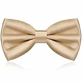 URAQT Fliege Herren, Klassische Einfarbig Fliegen für Männer, Schmale Smoking Fliege Schleife mit Haken, Einstellbar Bow Tie für Hochzeit Party(Gold)