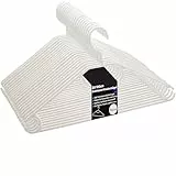 20er Set Kleiderbügel weiß Kunststoff – platzsparende Kleider Bügel mit drehbarem Haken, Anti-Rutsch-Rillen, Gürtel- & Krawattenhalter, Hosenstange – 100% Recyclingmaterial Made in EU