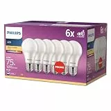 Philips LED Classic E27 6-er Pack (75 W), Matte LED mit Warmweißem Licht, Energiesparend mit Langer Nutzlebensdauer, Neue Generation