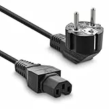 InLine Netzkabel, Schutzkontakt gewinkelt auf Warmgerätestecker C15 (IEC-60320) gerade, Typ H05RN-F, schwarz, 2m, 16810D