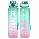 Sahara Sailor Trinkflasche, Sport Trinkflasche, [BPA-frei Tritan] 1L/500ML/750ML Auslaufsicher Sport Wasserflasche, Sportflasche für Fahrrad, Camping, Yoga, Gym (1 Flasche)