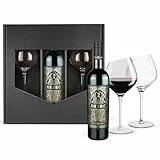 Geschenkset: Retro - Cabernet Sauvignon (0,75 l) mit 2 Wertmann-living Rotweingläsern im Geschenkkarton Schwarz