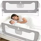 Verdego Rausfallschutz Bett 150 cm, Rausfallschutz Boxspringbett Klappbar, 300D Oxford Stoff, Luftiges Netz, Bettschutzgitter Höhenverstellbar, Bettgitter Rausfallschutz Einfache Montage, Grau