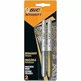 BIC Intensity Marker, in 2 verschiedenen Metallicfarben, Strichstärke: 0.8 mm, mit komfortablem Gummigriff und Austrocknungsschutz