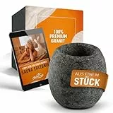ALPENHAUCH Sauna Aromaschale aus massivem Granit [5x5cm] - Hitzebeständiger Sauna Aufguss Stein für intensiven Duft - Für Mentholkristalle & Saunaöle - Sauna Zubehör inkl. E-Book