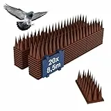 Relaxdays Vogelabwehr Spikes 20er Set, Balkon, Dach, 3-reihig, je Paneel HBT: 3,5x42,5x4 cm, Taubenabwehr, PP, braun