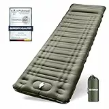 Arlierss Isomatte Selbstaufblasend, 12CM Dicke Luftmatratze Camping mit Fußpresse Pumpe und Kissen, Anti-Ripstop Tragbar Schlafmatte Outdoor für Wandern, Reise, Strand-Armeegrün