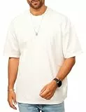 DAILY COTTON Herren T-Shirt als Kurzarm Oversized Basic Shirt mit Crew-Neck Rundhalsauschnitt aus 100% Baumwolle für Männer DC_BASK-Weiß-XL