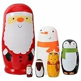 Healifty Russische Nesting Dolls Weihnachtsmann Schneemann Tiere Matryoshka Holz Russische Puppen Klassische Babuschka Handmade Geschenk 6 Stück