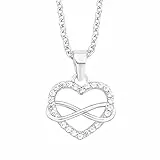 s.Oliver Kette mit Anhänger 925 Sterling Silber Damen Halsschmuck, mit Zirkonia synth., 42+3 cm, Silber, Herz, Kommt in Schmuck Geschenk Box, 2025989