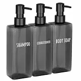 Segbeauty Seifenspender Grau, 3 Stück 500ml Pumpspender, Seifenspender Kunststoff, Shampoo Flaschen Nachfüllbarer, Badezimmer Accessoires