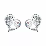 Micory Mutter Tochter Ohrringe 925 Sterling Silber Damen Herz Ohrstecker Schmuck Für Muttertag Geburtstags Weihnachten Geschenk für Sie Frauen Freundin